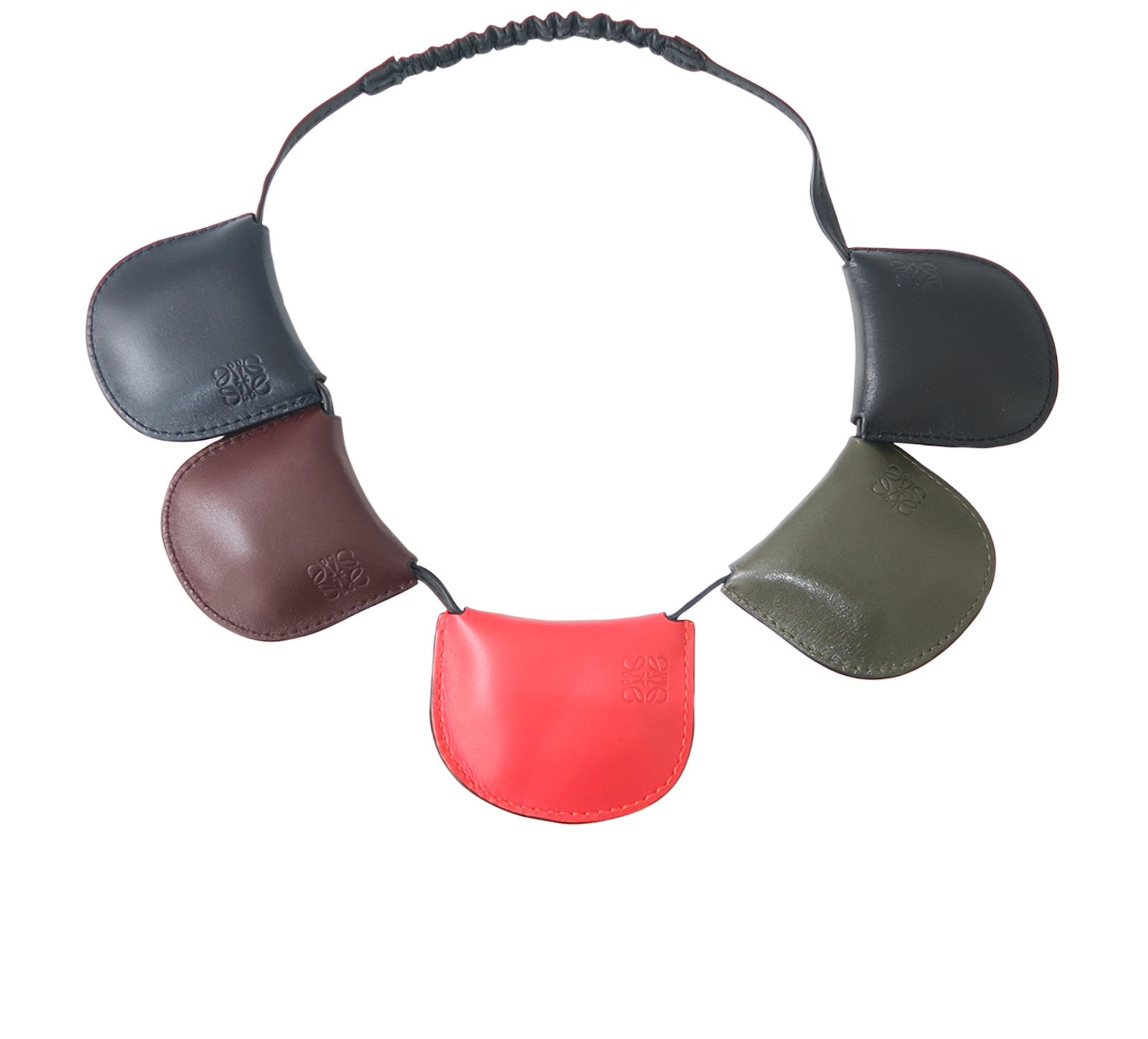 Loewe Multipocket Headband, &pound;85, Accessories, Black/Blue/Brown/Green/Orange, Leather, Back view